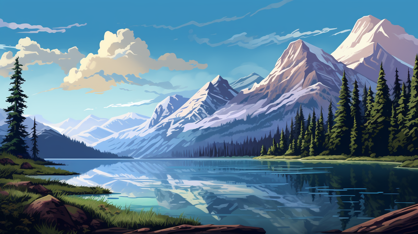 Glacier National Park in 8-bit art