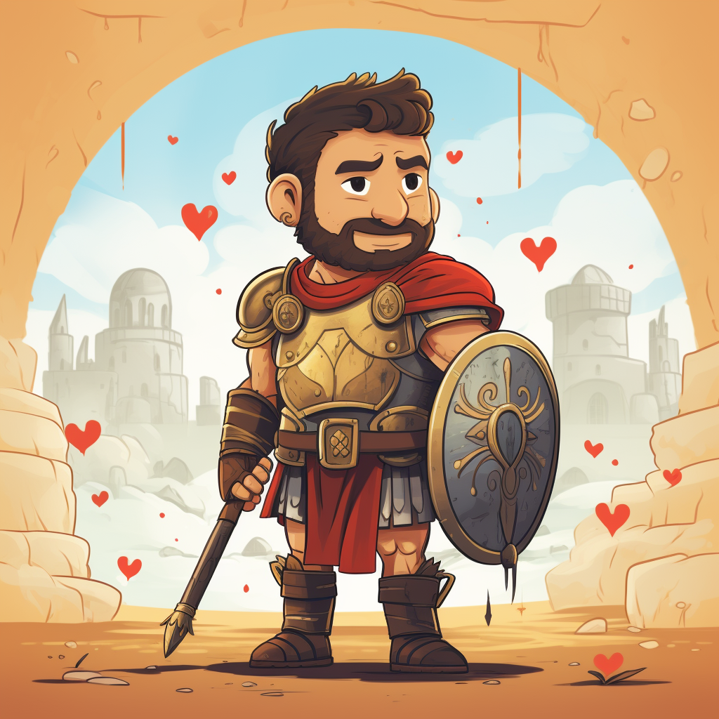 Gladiator love kindness cartoon