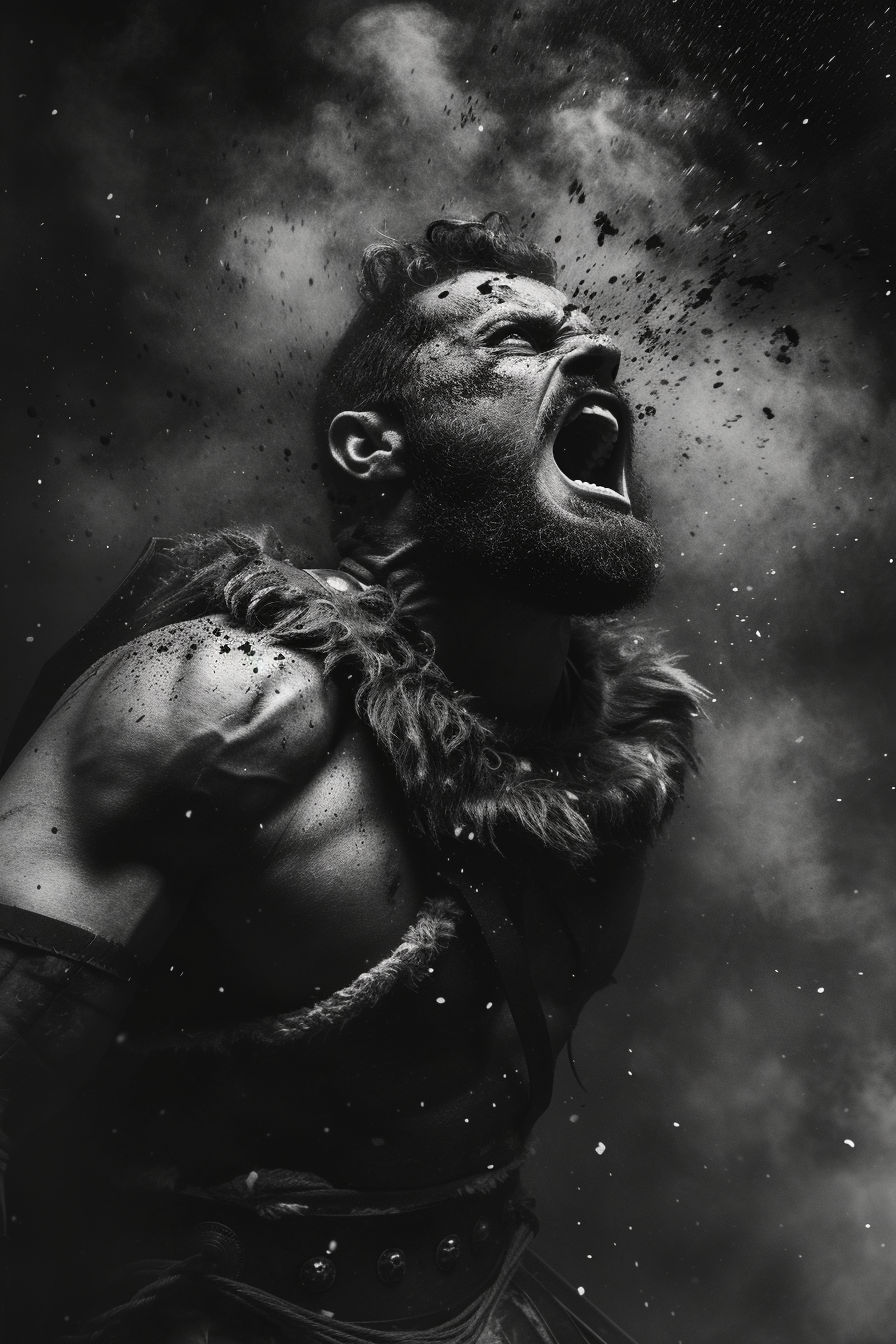 Gladiator in rage portrait