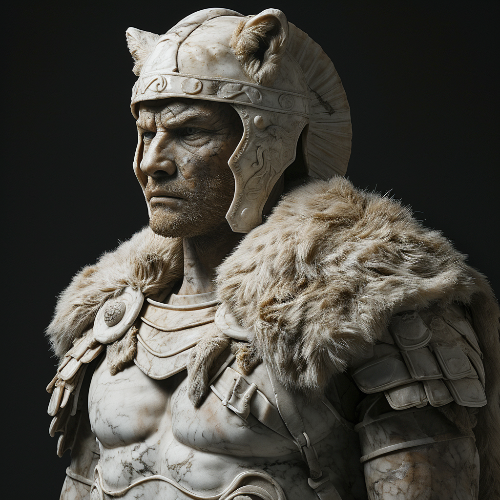 Roman Gladiator wearing wolf pelt and armor