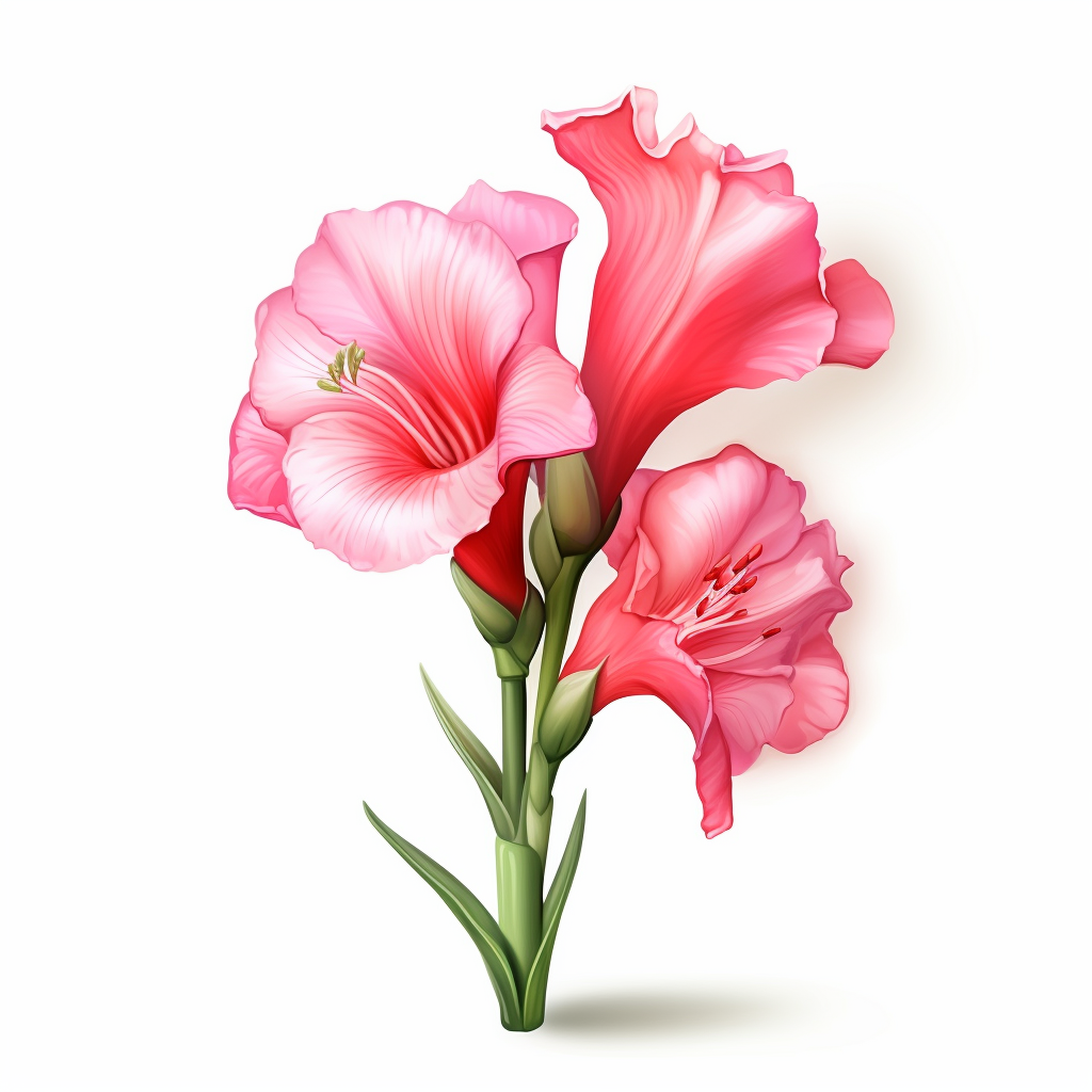 Gladiolus flowers on white background