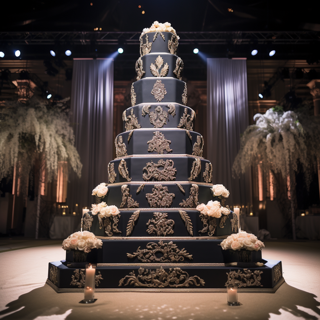 Glamorous contemporary wedding cake with extravagant details