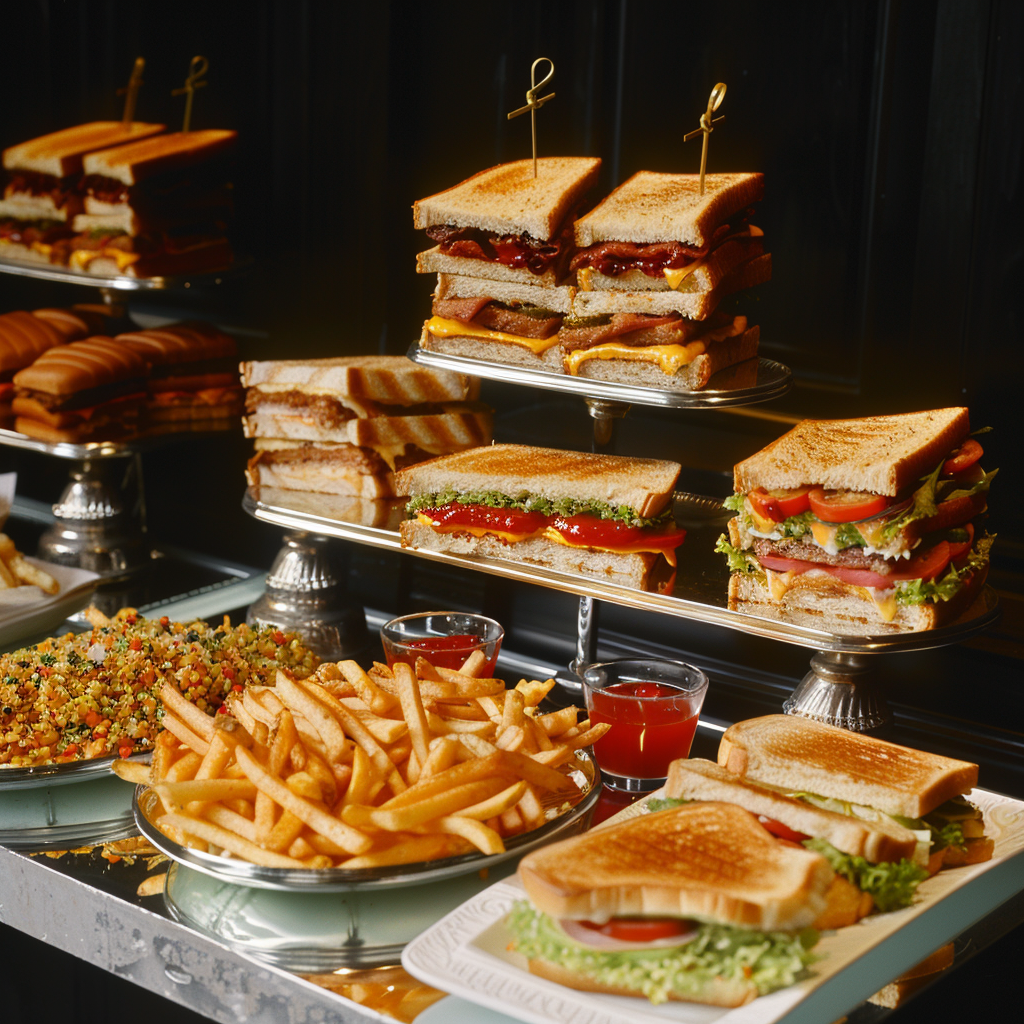 Delicious Fries and Sandwich Display