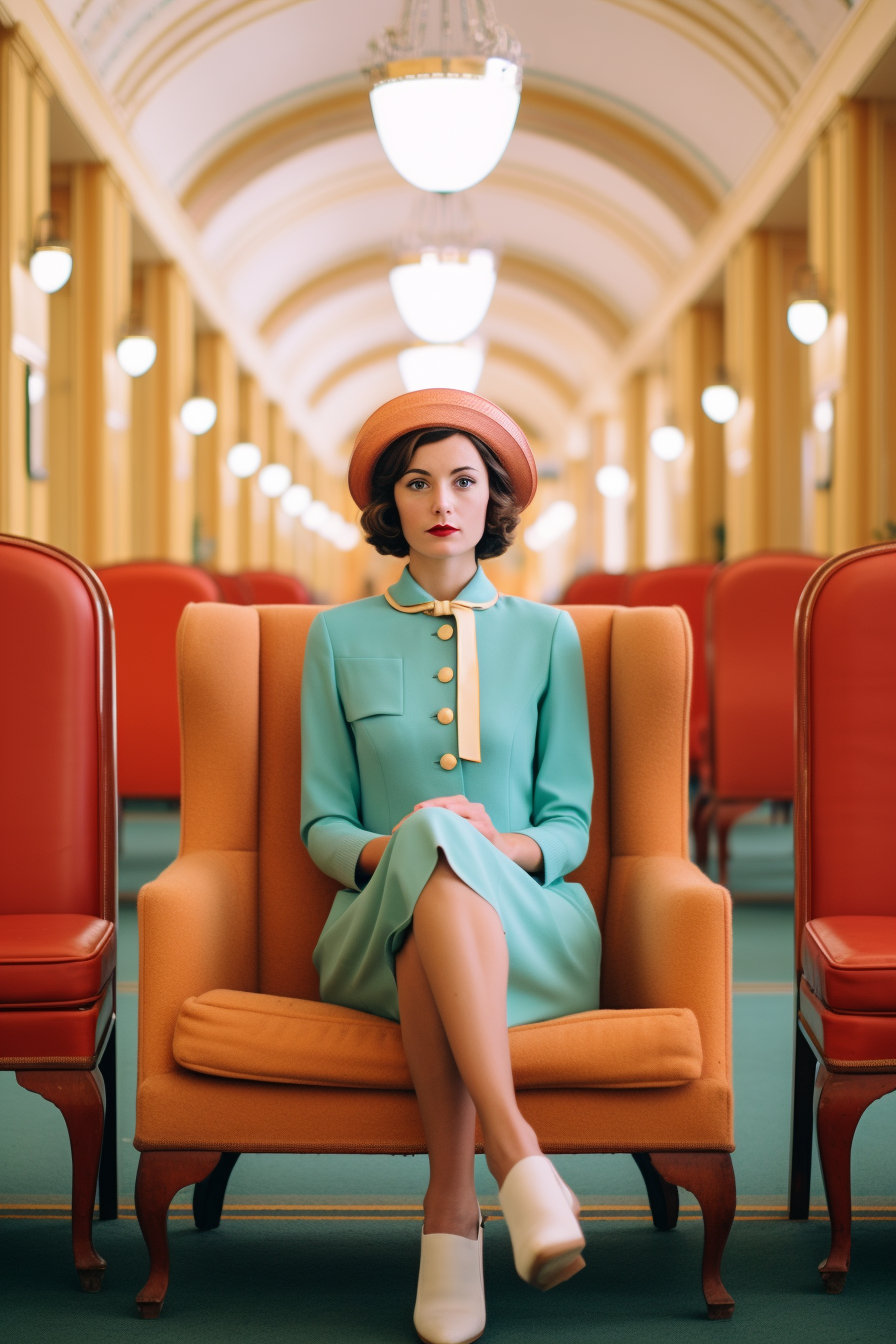 Glamorous French Woman in Wes Anderson Style