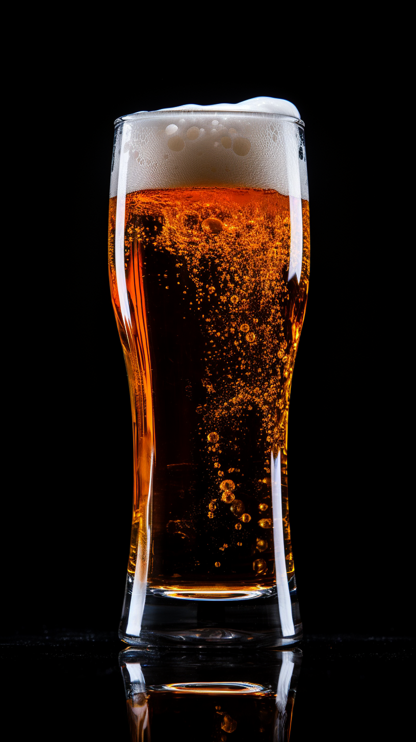 glass of beer on black background