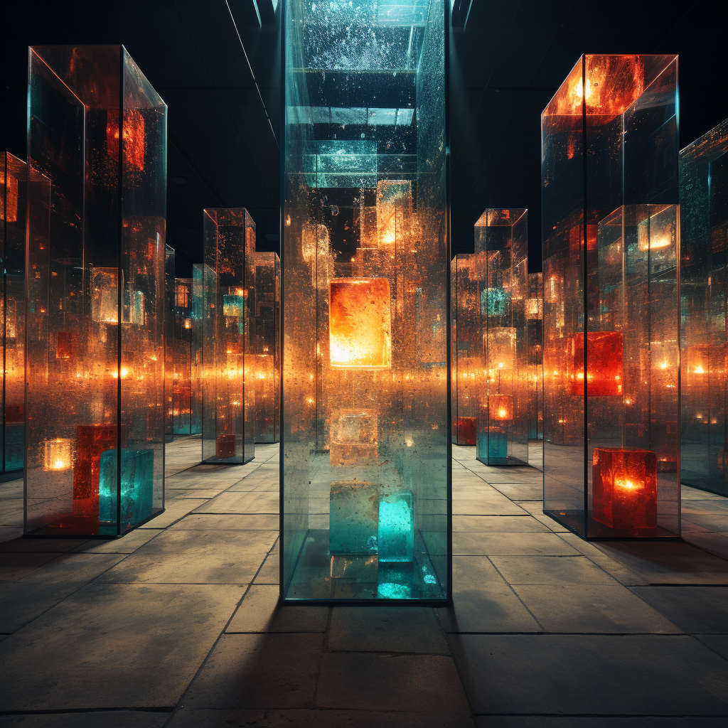 Stunning glass art lighting installation reflection