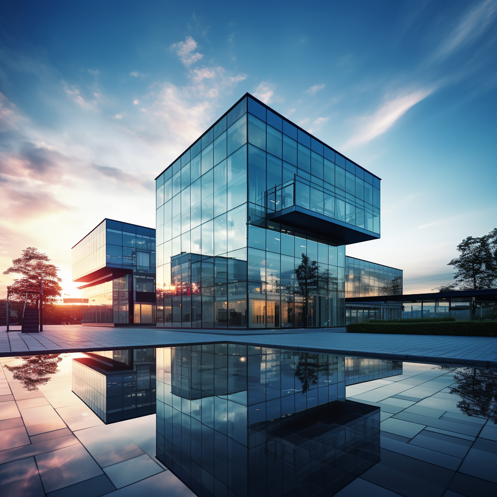 Close-up of Glass Concrete Building