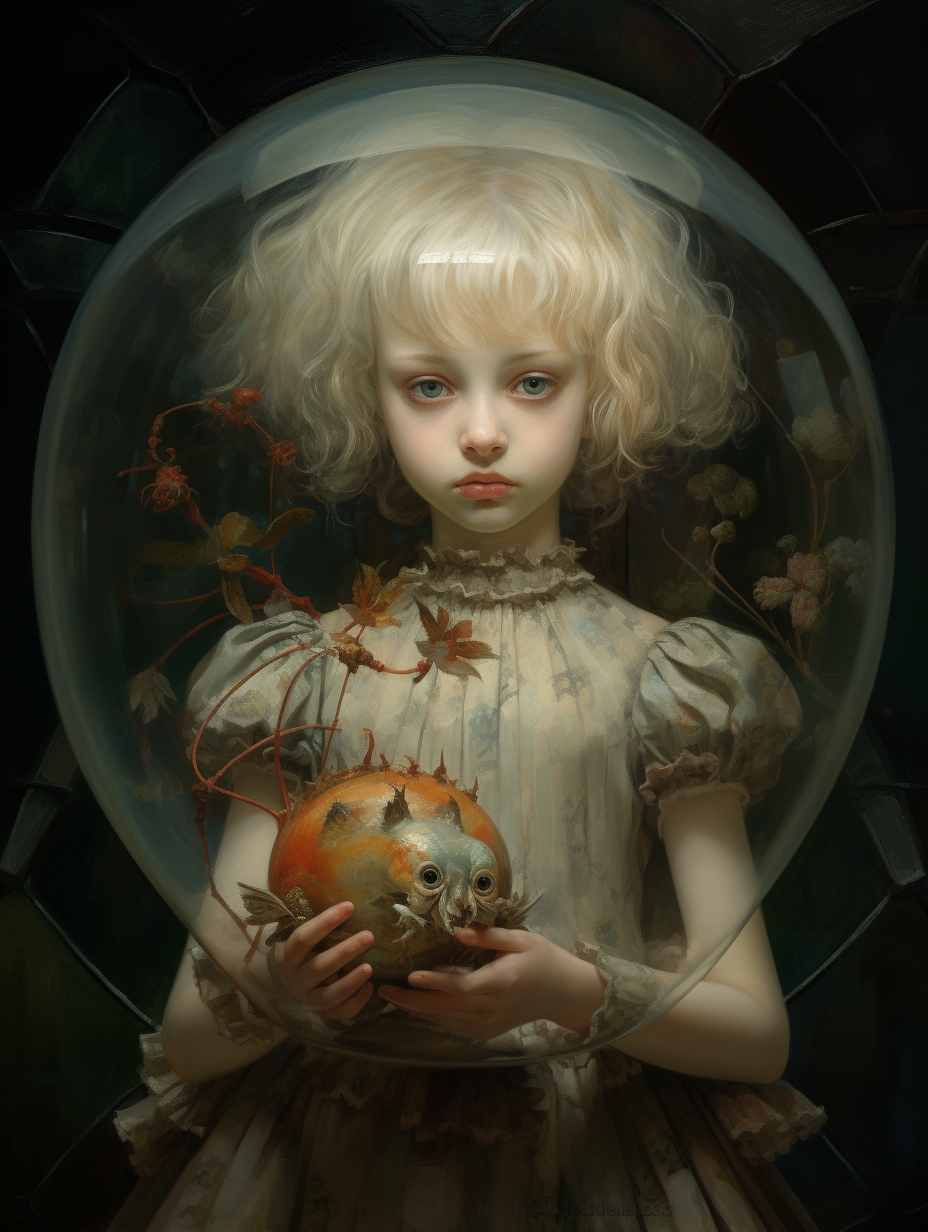 Glass doll and menagerie painting