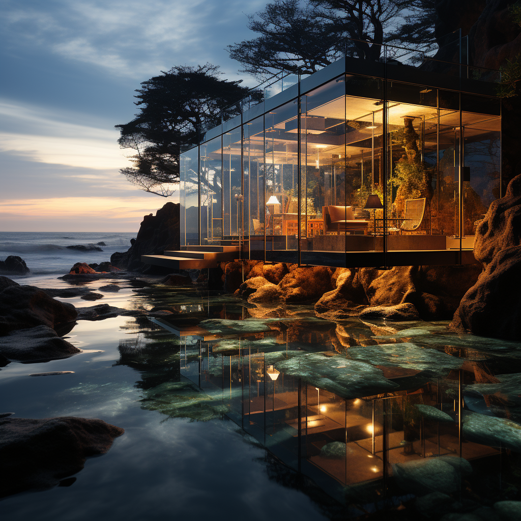 Glass House overlooking Seaside Reef Road and Waves