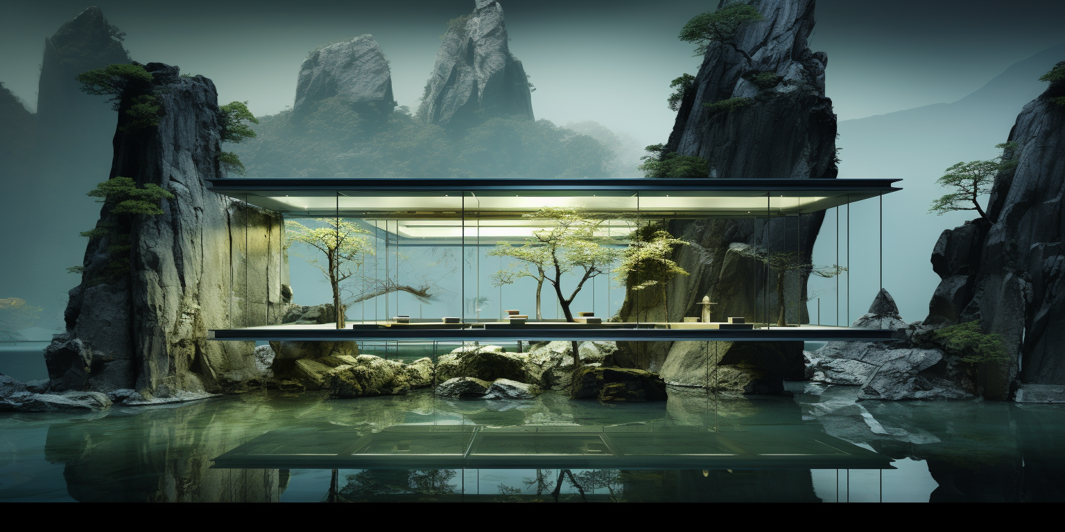 Stunning Glass House in Chinese Landscape