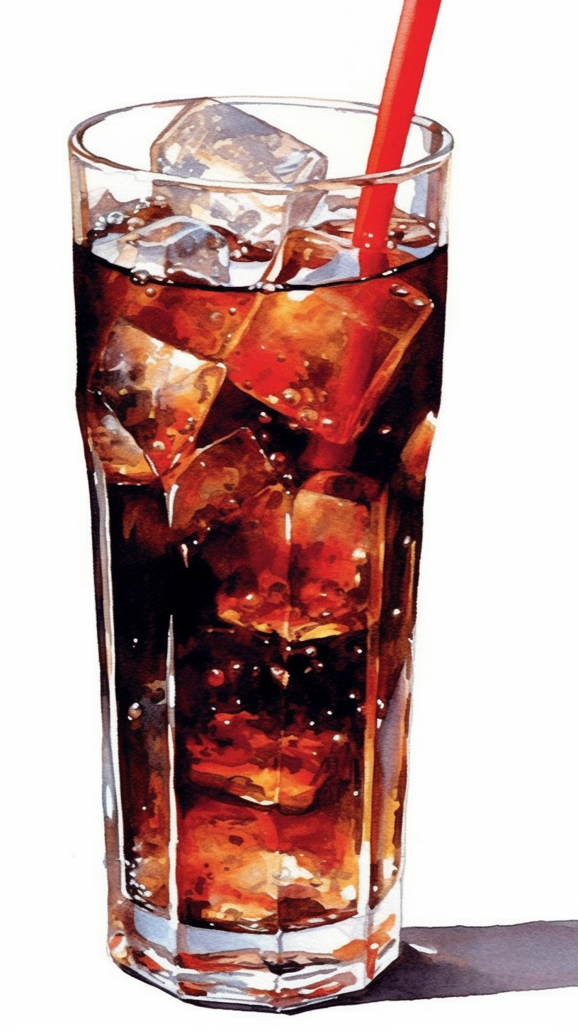 Colorful glass of Coke drink