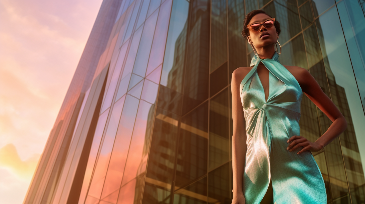 Glass and Steel Skyscraper Fashion Model