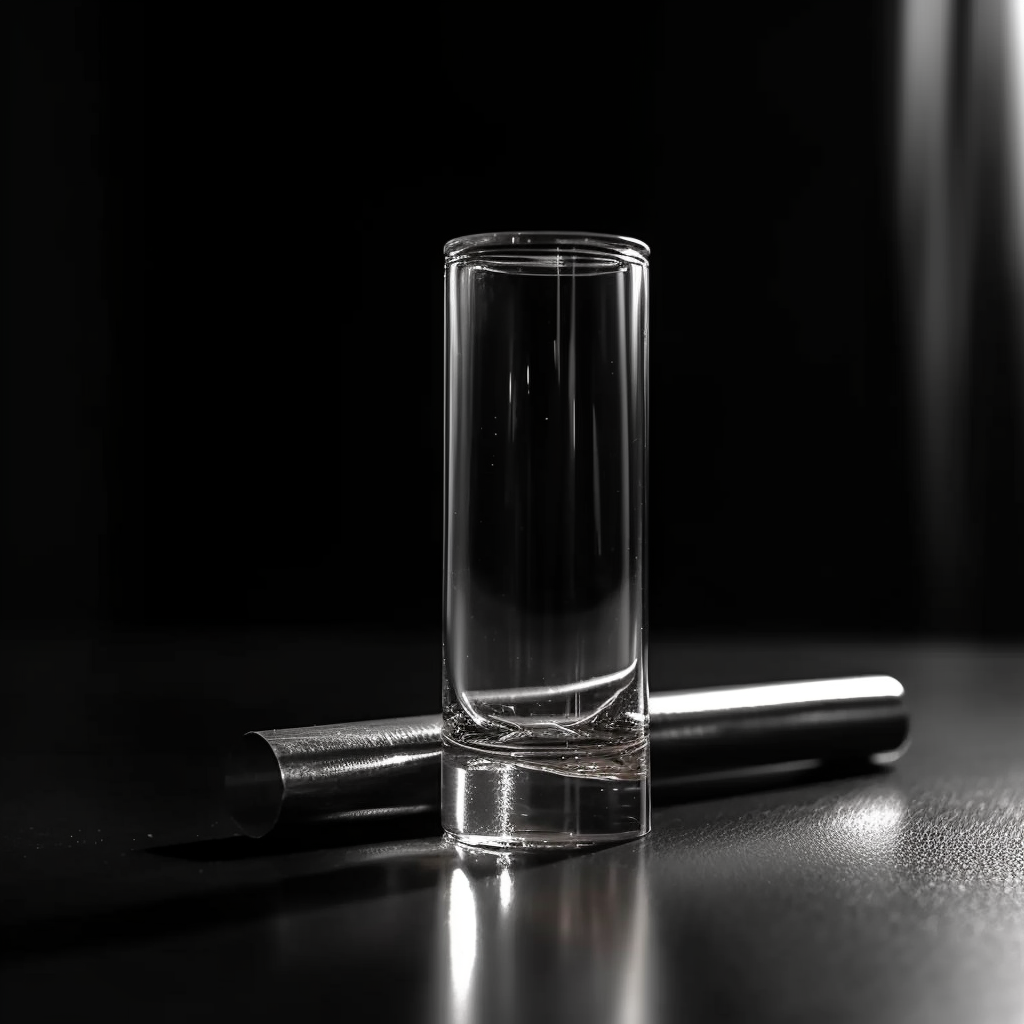 Small glass tube on black table