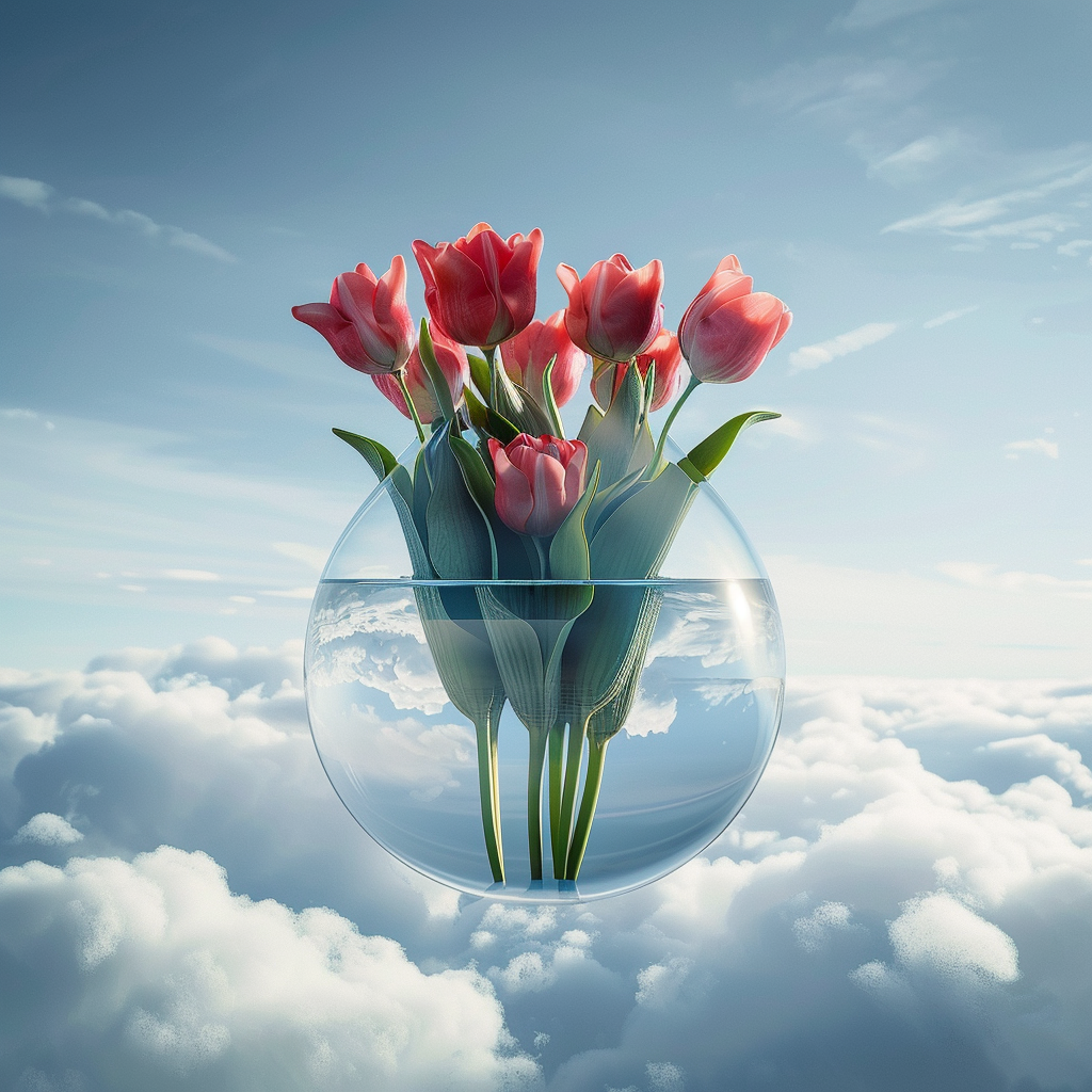 Tulips in Glass Vase