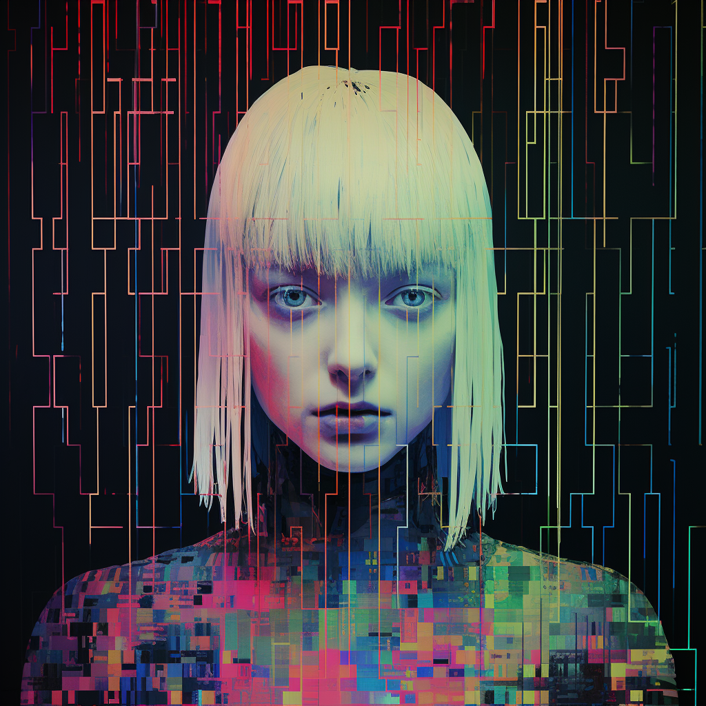 Colorful glitch art creation by AI