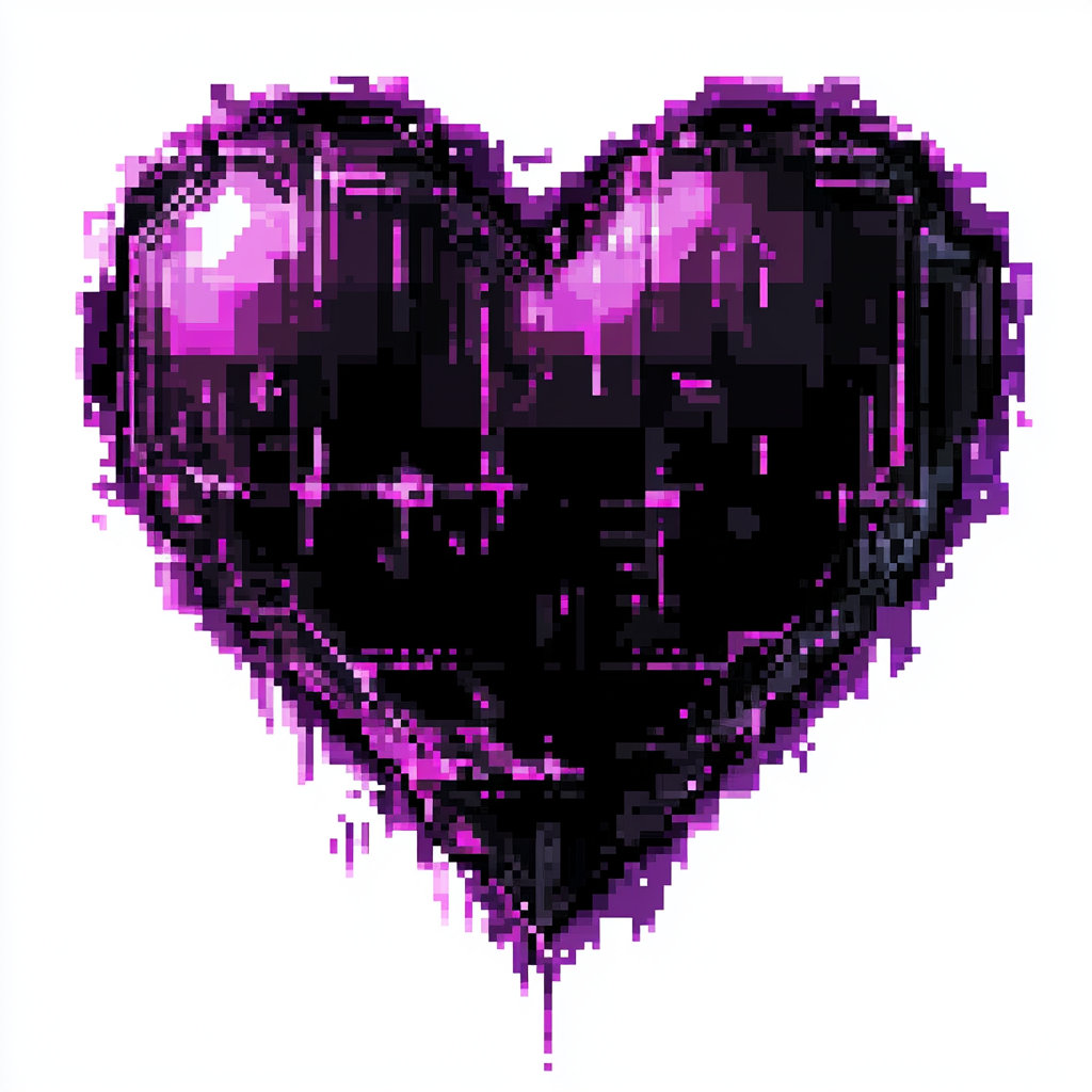 Purple and black glitchy heart