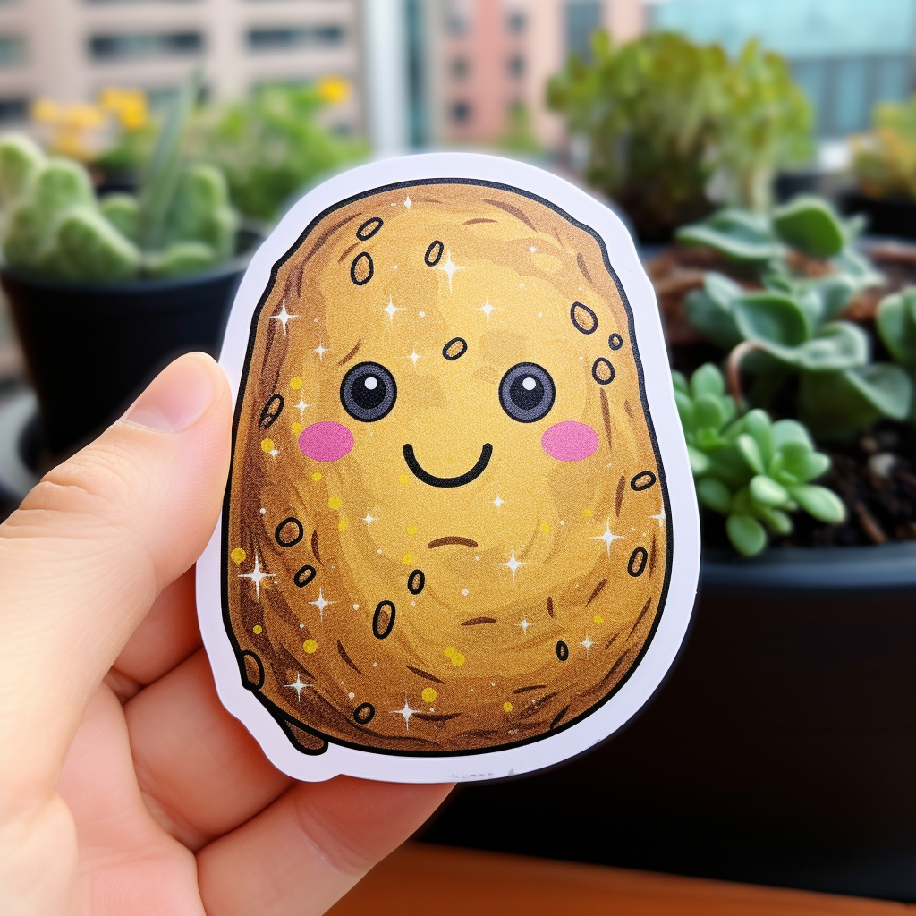 Glitter potato cartoon sticker