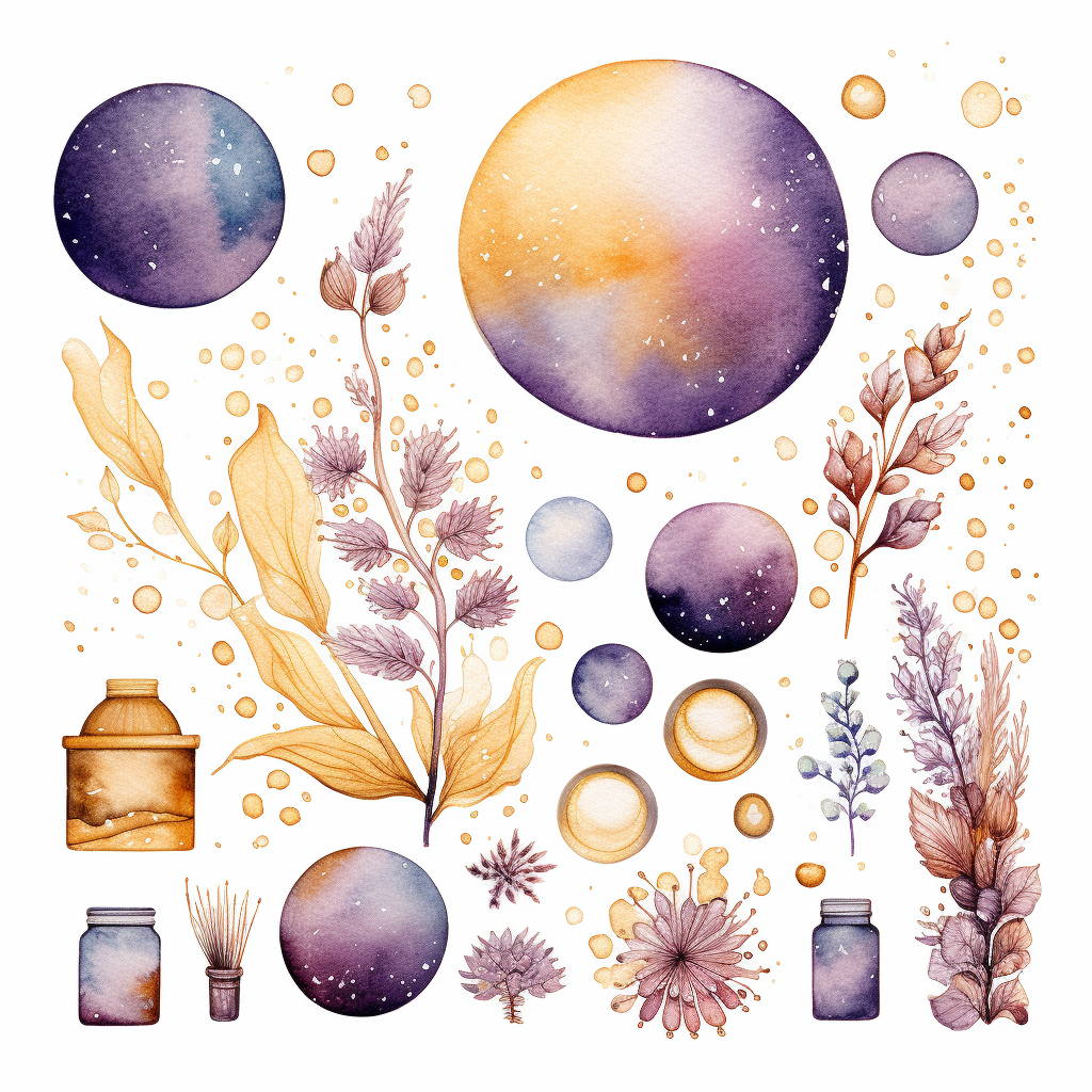 Beautiful glitter and watercolor elements