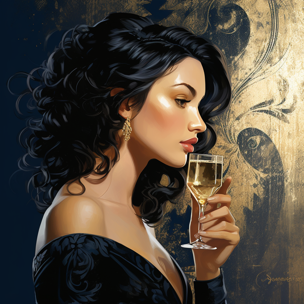 Stylish Woman Holding Glass of Champagne