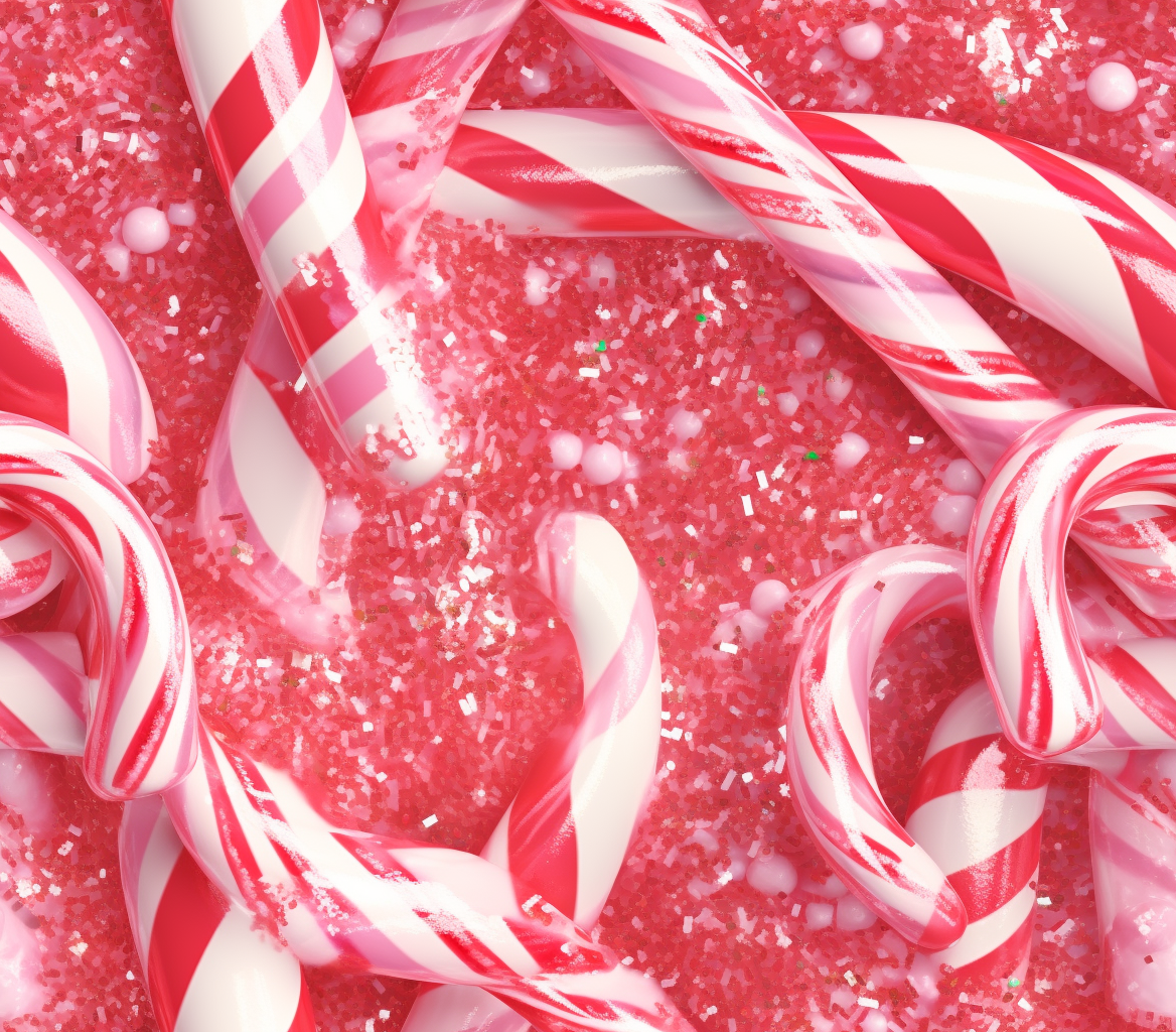 Colorful candy canes with glittery sparkles