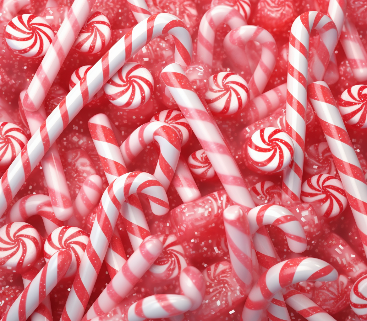 Shiny candy canes with glittery texture