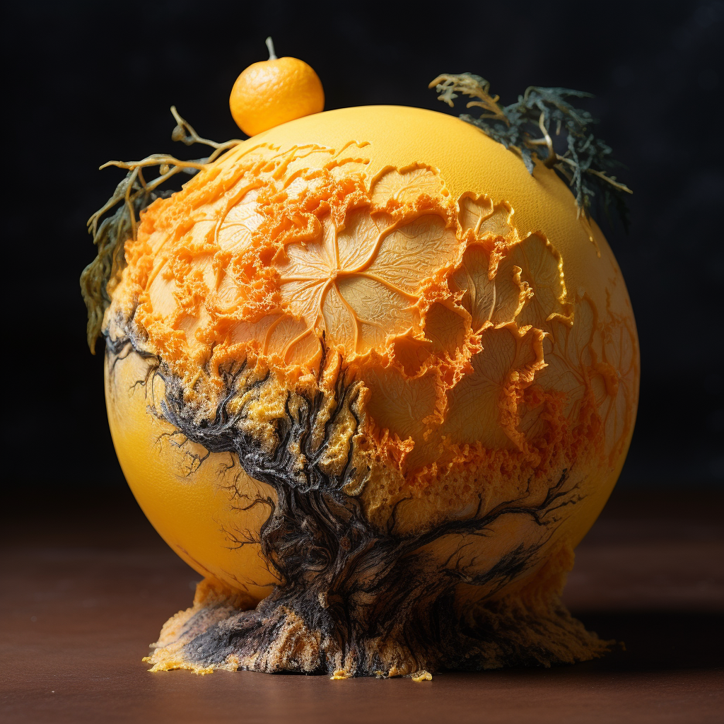 Unique Globe Carved on an Orange Skin