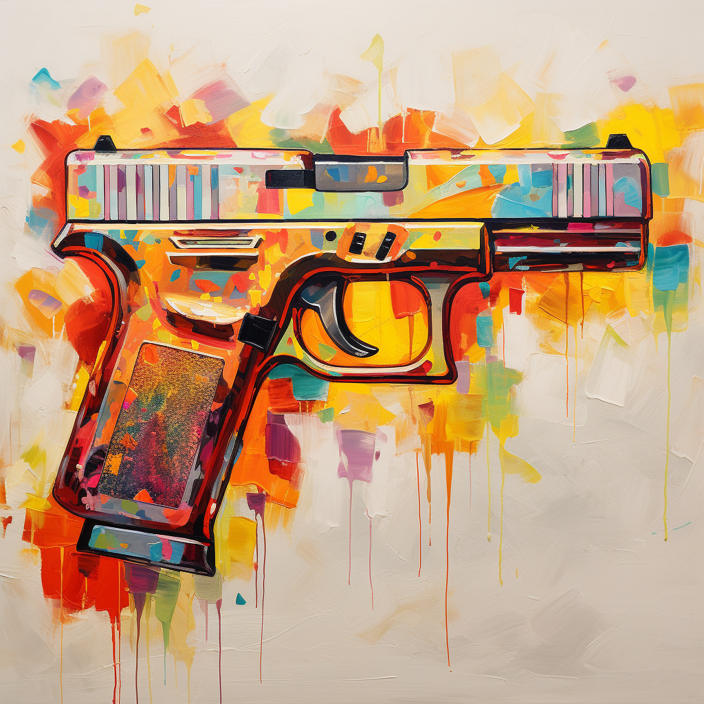 Colorful abstract painting of a glock