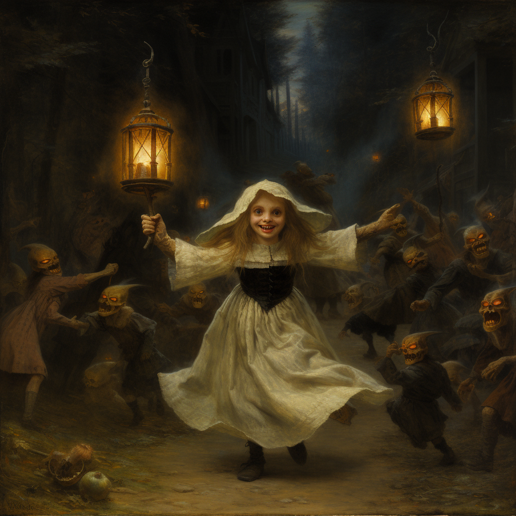 Enchanting forest celebration with witches dancing