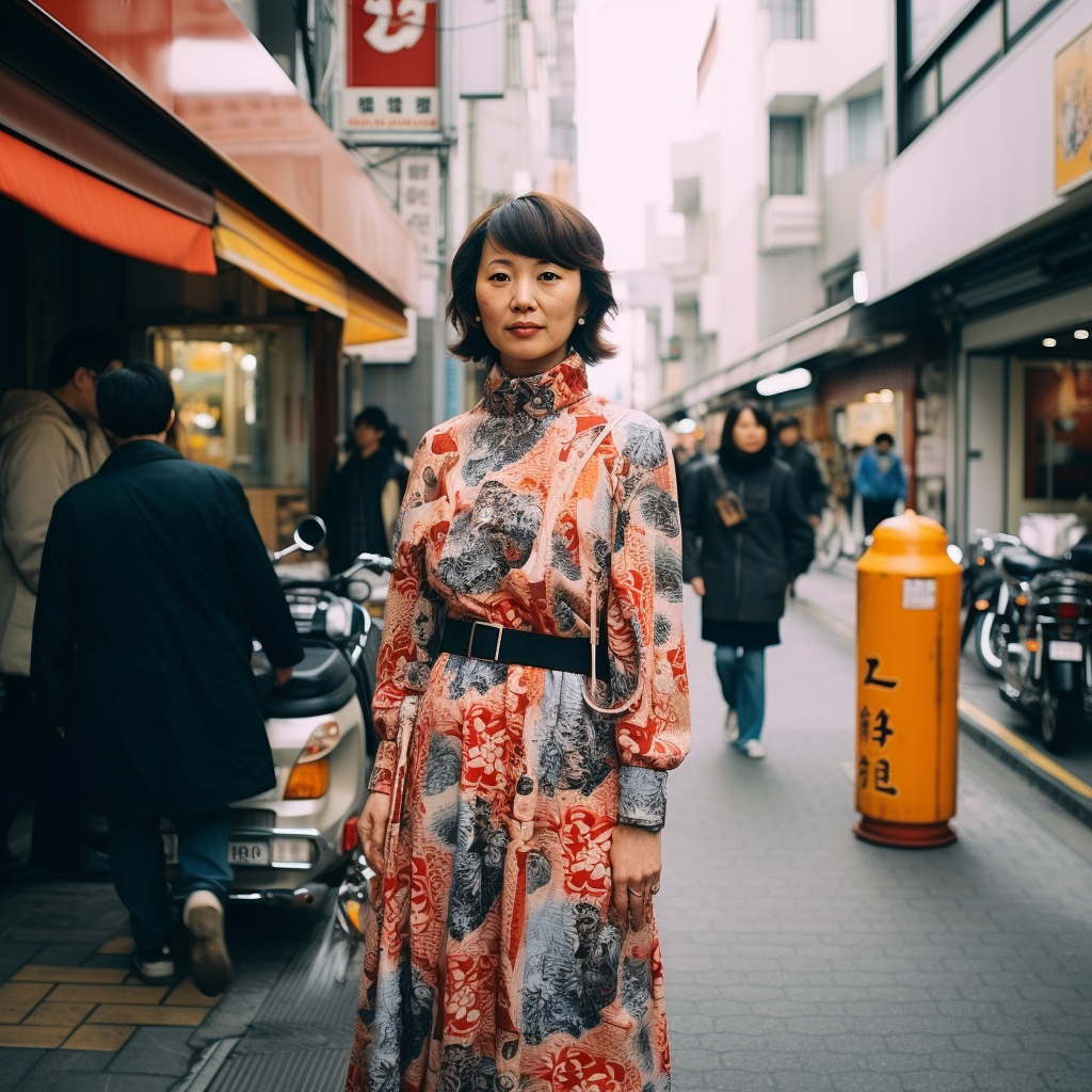 Gloomy street snap of a Japanese woman