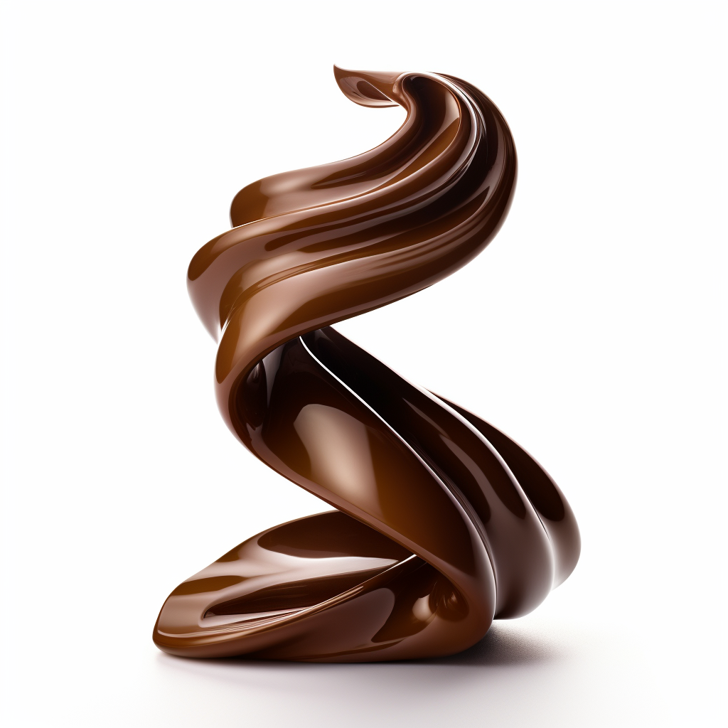 Glossy chocolate twist on white background