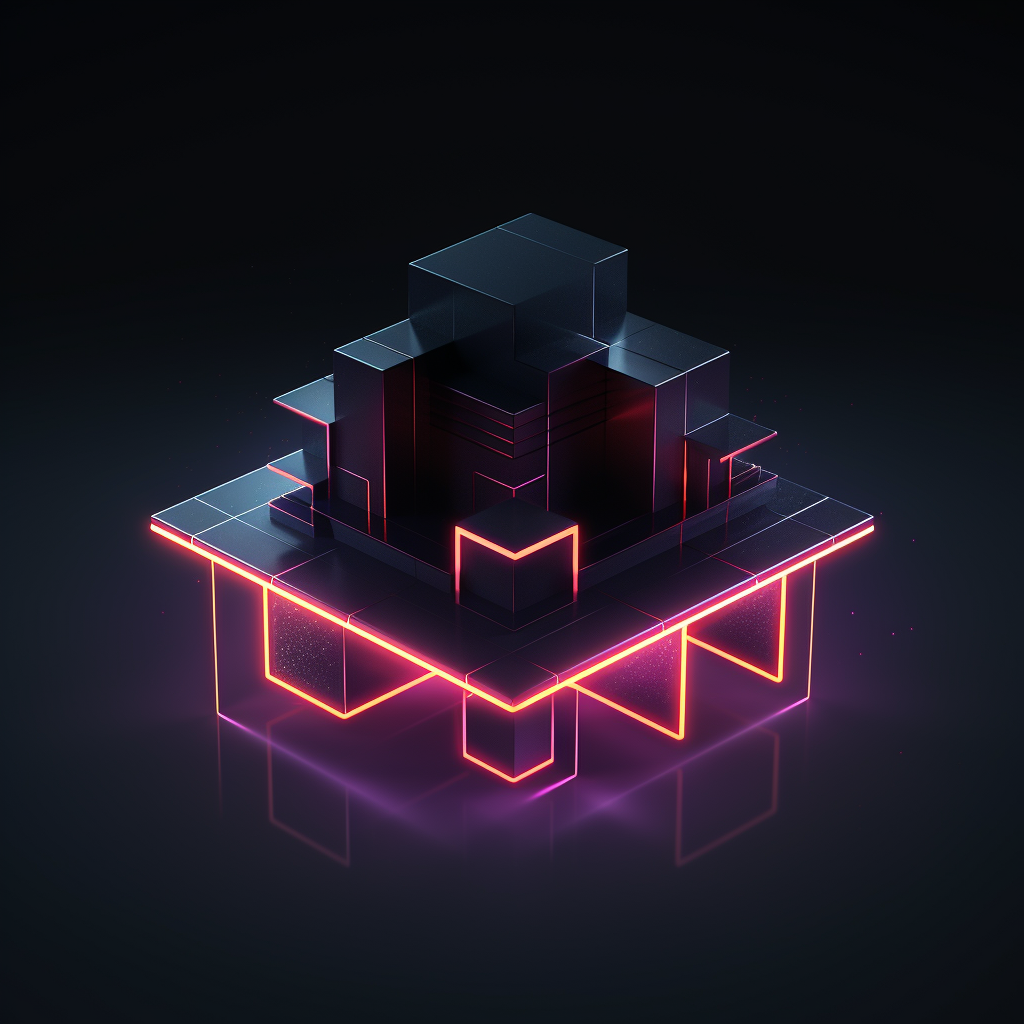 Glowing 3D Rectangle on Isometric Platform