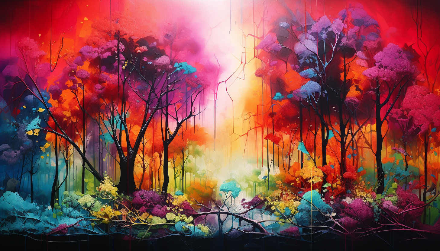 Colorful abstract art painting with glowing colors