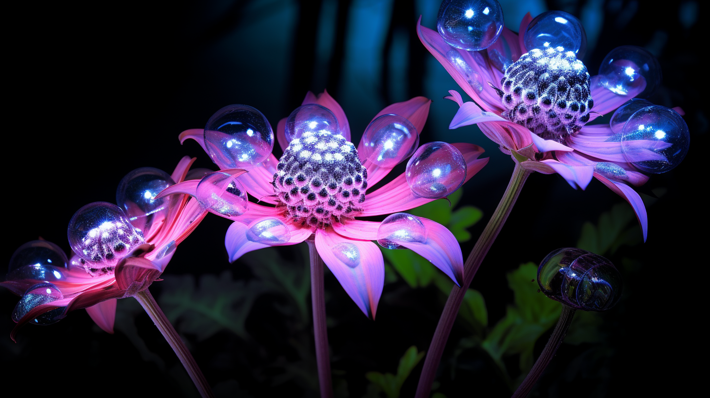 Alien daisy flower with glowing veins