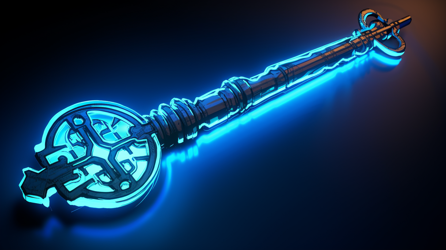 Glowing blue key concept sketch