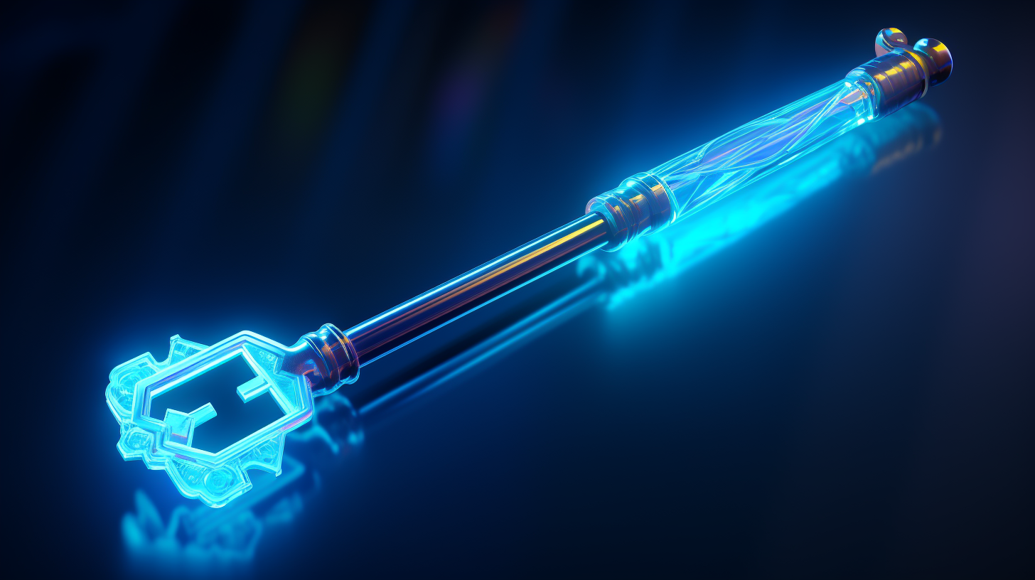 Concept sketch of a glowing blue key