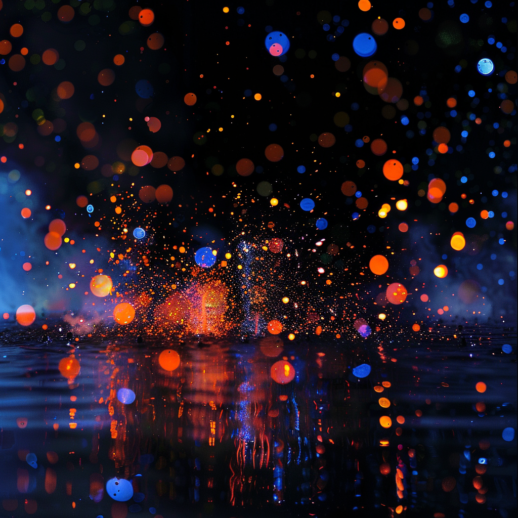 Bokeh color fire black background