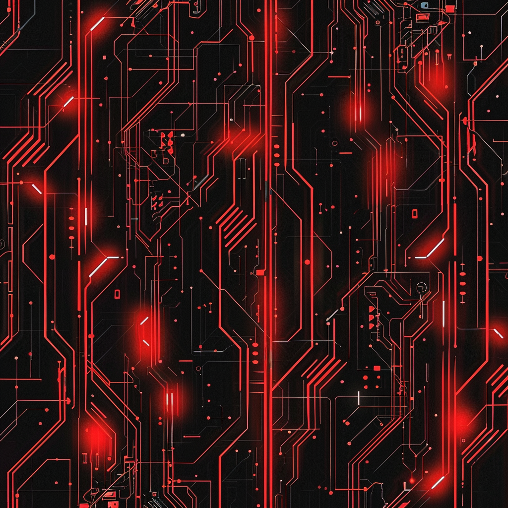 Red glowing circuitry design pattern