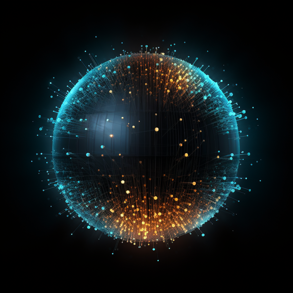 Glowing data sphere on black background