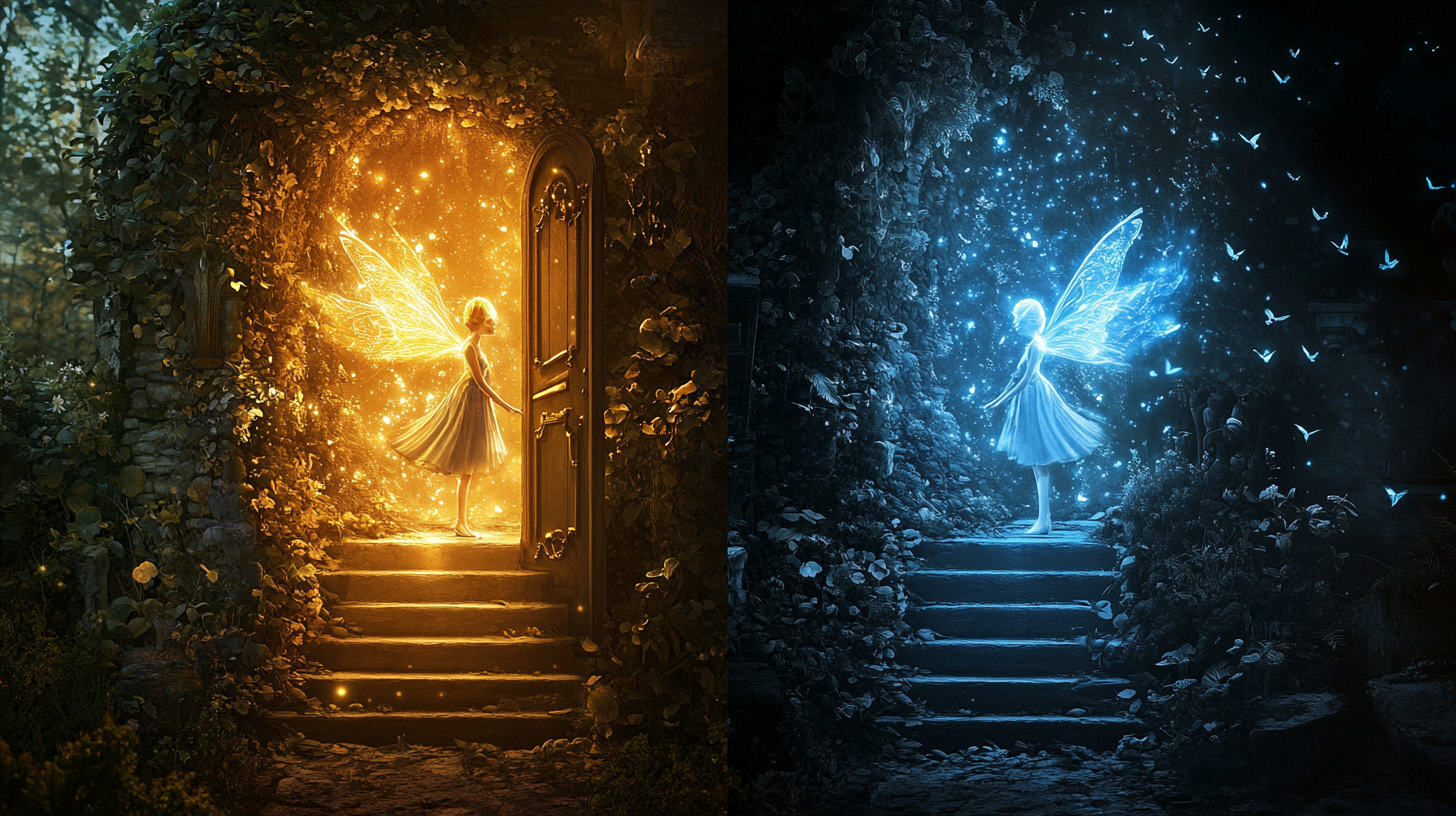 glowing fairy opening magical doors