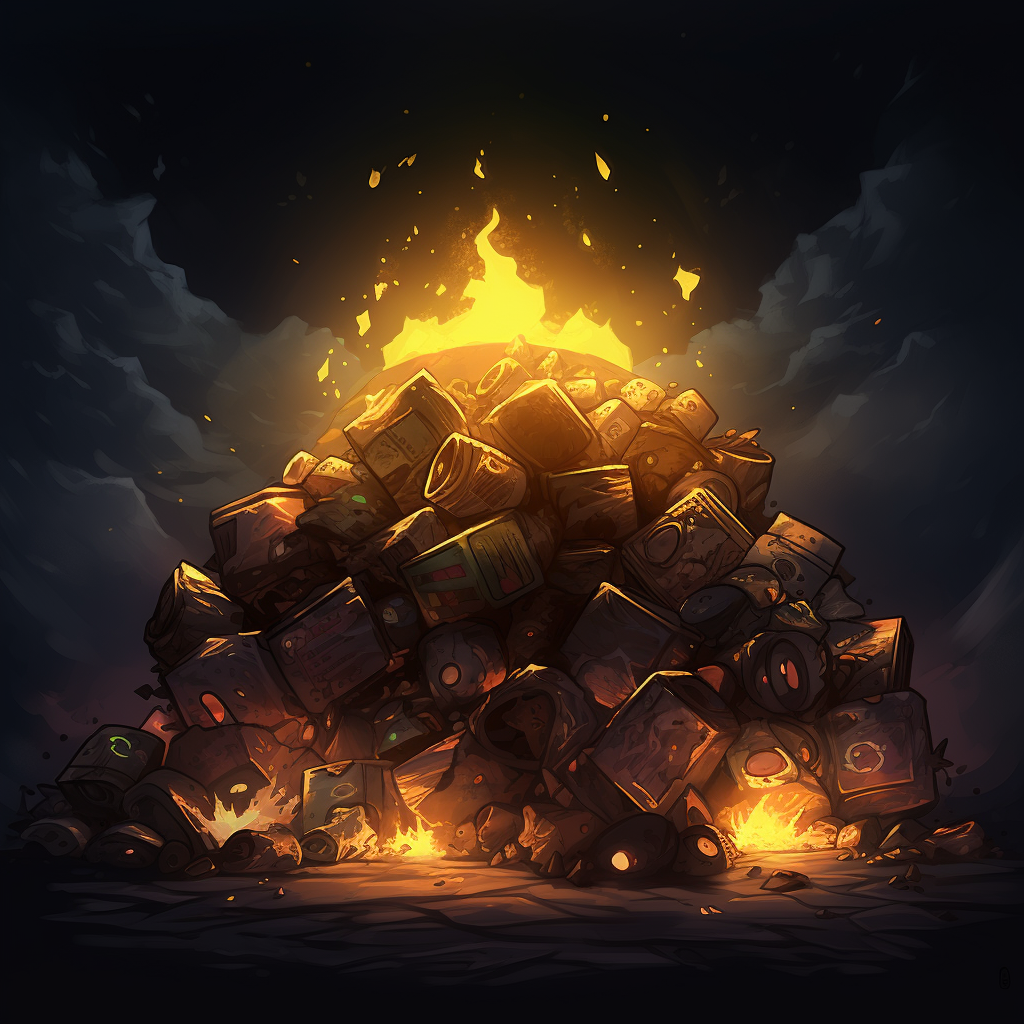 Pile of Glowing Garbage on Dark Background