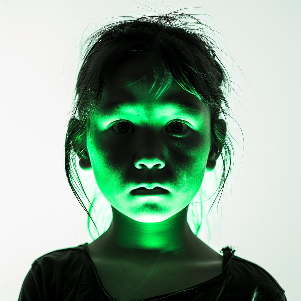 Child glowing green from radiation