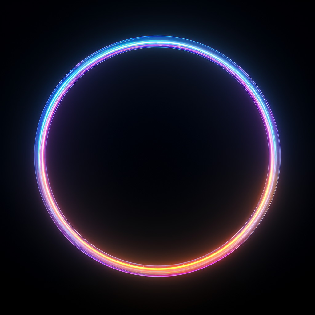 Iridescent circle on black background