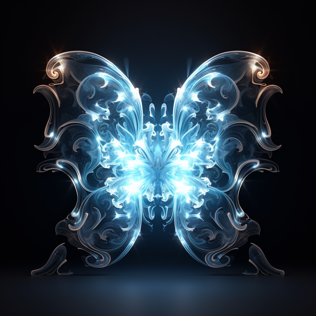 Futuristic glowing LED rorschach organism