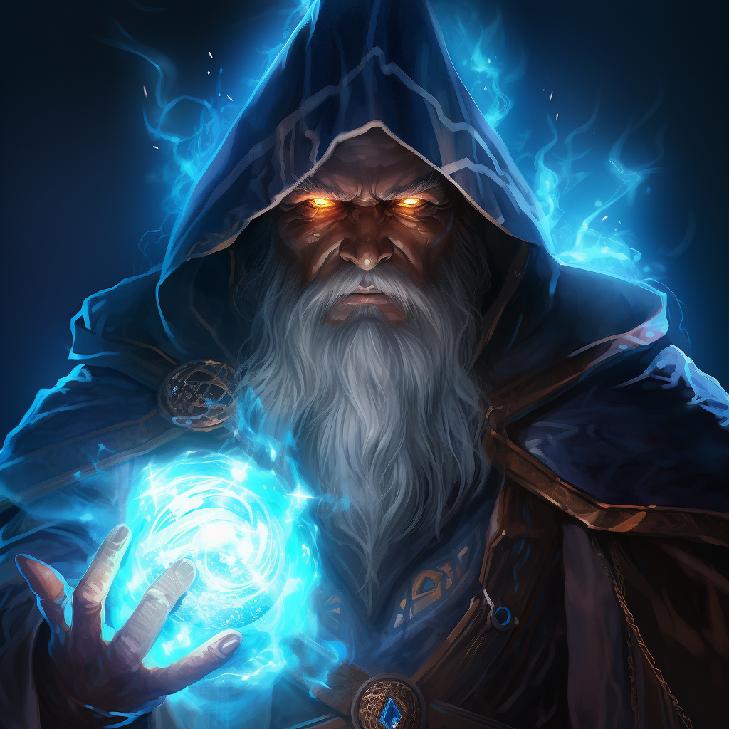 Fantasy wizard with glowing light face