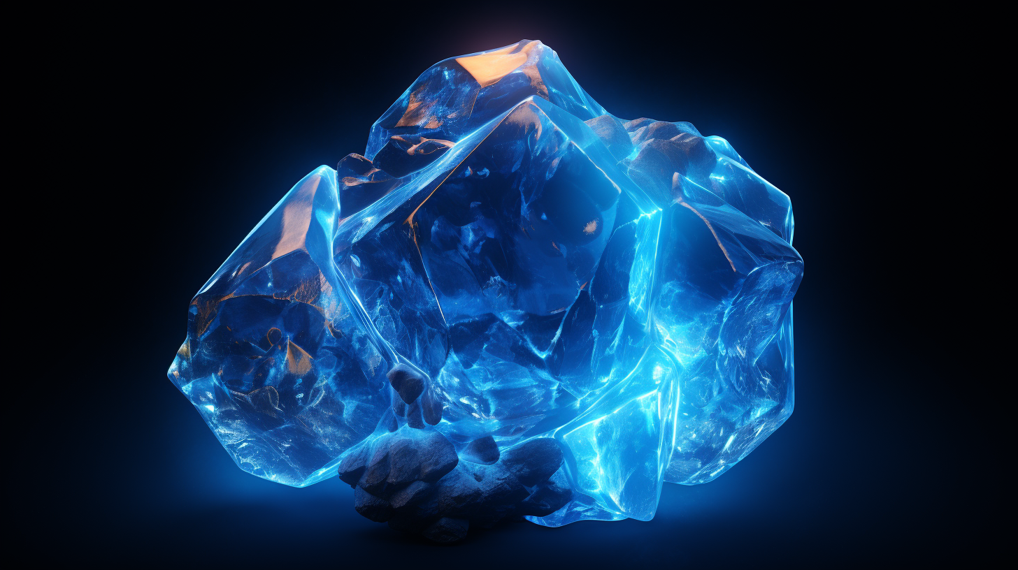 Glowing neon blue uranium ore