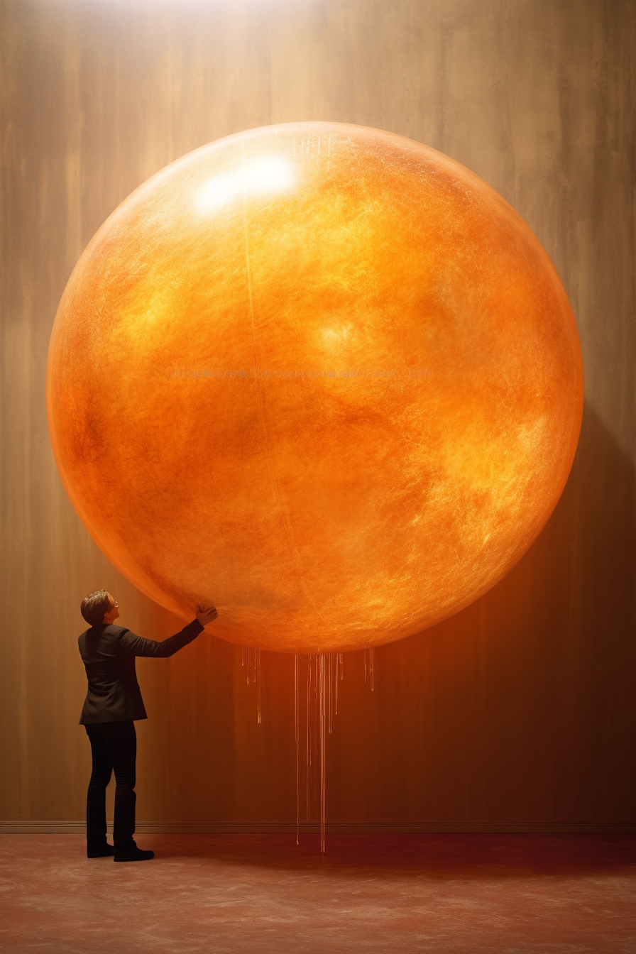 Meditative and Biblical Glowing Orange Sphere with Swirling Details