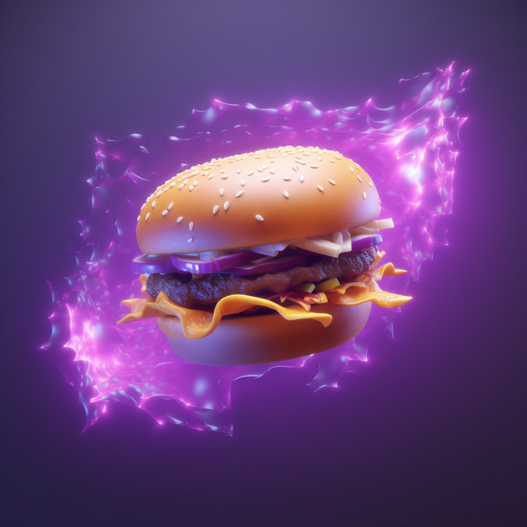 Glowing purple cybersport hamburger