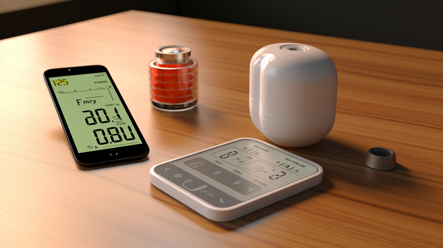 3D Glucose and BP Monitor on Table