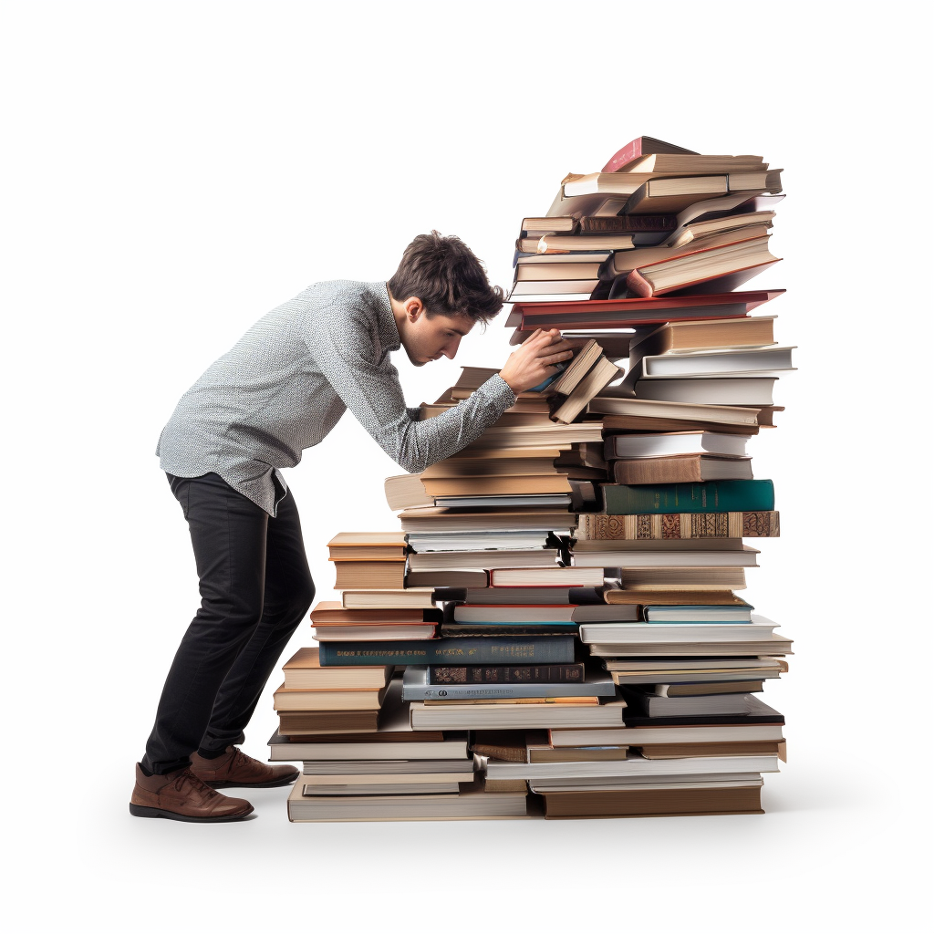 Man exerting pressure to remove glued books