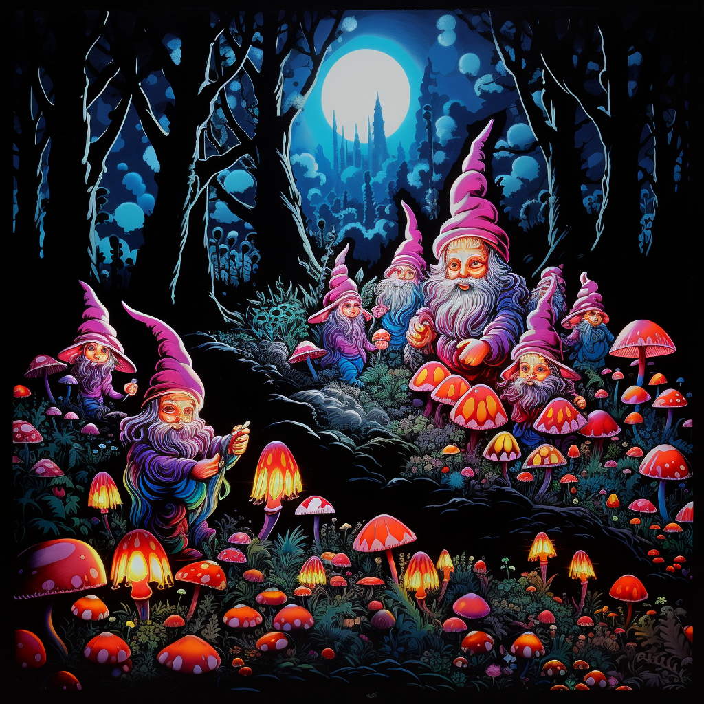 Gnome Army Black Light Poster